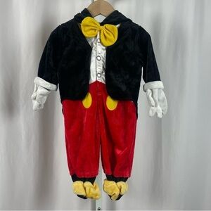 Disney Mickey Mouse 3-6 Months Fleece Velour Hooded Costume Suit Warm Cartoon